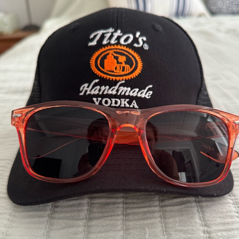 New Tito’s Black Cloth Trucker Hat with  bonus sunglasses